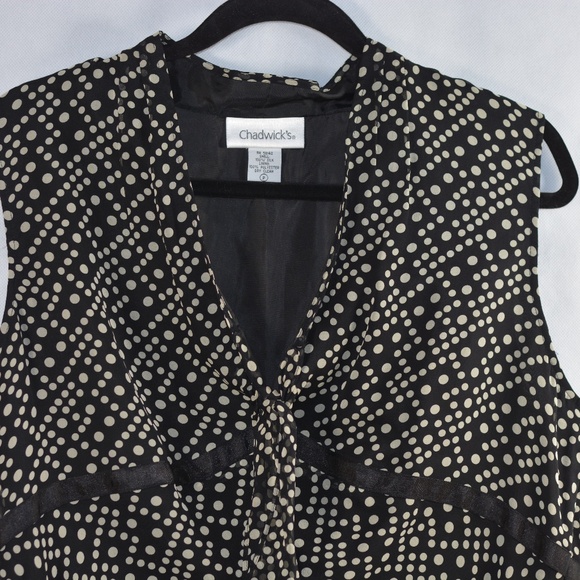 100% Silk Polka Dot Top Chadwicks SZ 16P - Picture 3 of 6